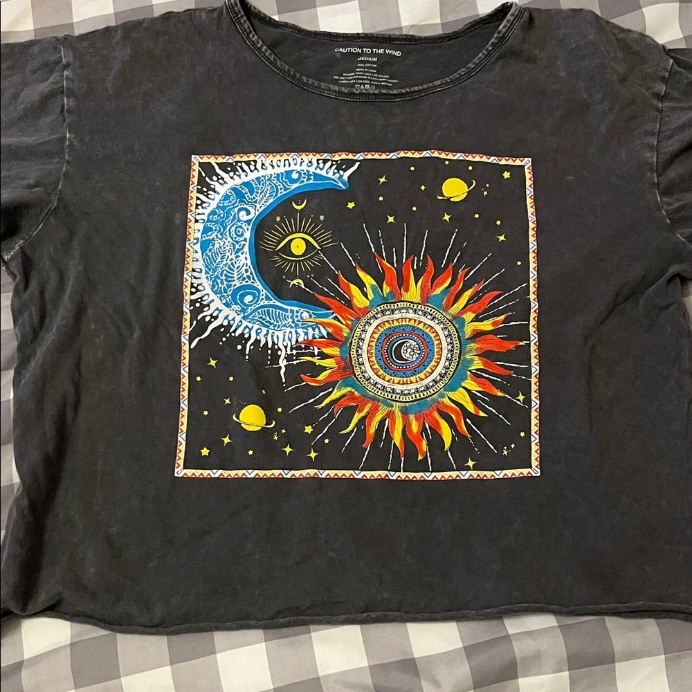 Caution To The Wind Black Cosmic Graphic Tee - Picture 1 of 4